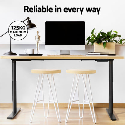 Artiss Standing Desk Motorised Electric Dual Motor White Oak 140CM-Office Desks-PEROZ Accessories