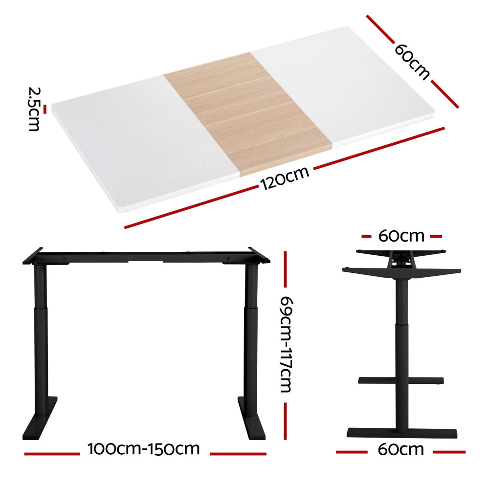 Artiss Standing Desk Motorised Electric Dual Motor 120CM-Furniture &gt; Office-PEROZ Accessories