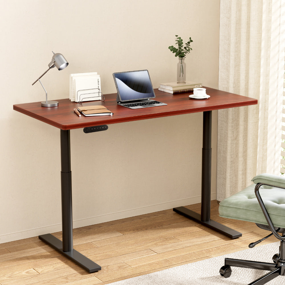 Artiss Standing Desk Motorised Electric Dual Motor Walnut 140CM-Office Desks-PEROZ Accessories