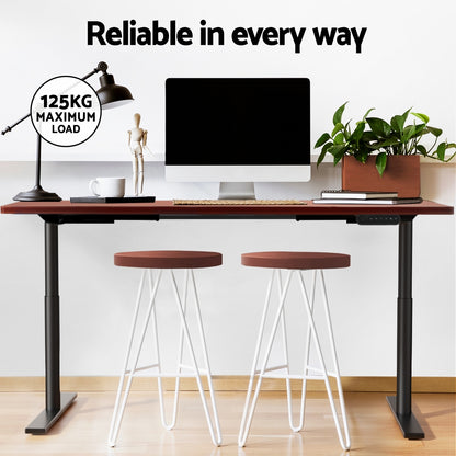 Artiss Standing Desk Motorised Electric Dual Motor Walnut 140CM-Office Desks-PEROZ Accessories