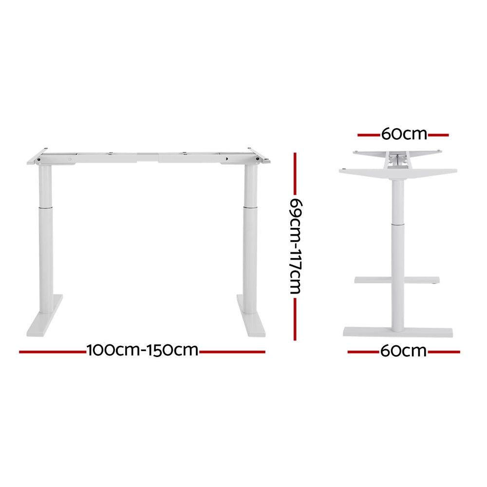 Artiss Standing Desk Frame Only Dual Motor Motorised Adjustable 125KG Load White-Furniture &gt; Office &gt; Desks-PEROZ Accessories
