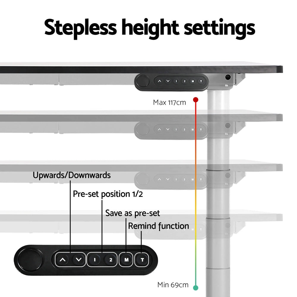 Artiss Standing Desk Frame Only Dual Motor Motorised Adjustable 125KG Load White-Furniture &gt; Office &gt; Desks-PEROZ Accessories