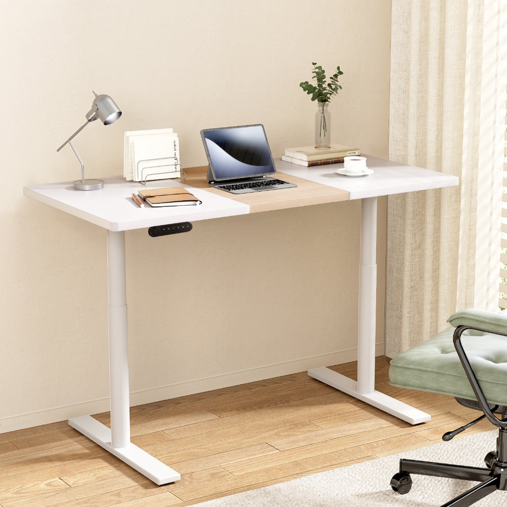 Artiss Standing Desk Motorised Electric Dual Motor Splice White Pine 120CM-Furniture &gt; Office-PEROZ Accessories