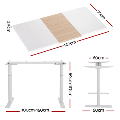 Artiss Standing Desk Motorised Electric Dual Motor 140CM White Pine-Furniture &gt; Office-PEROZ Accessories
