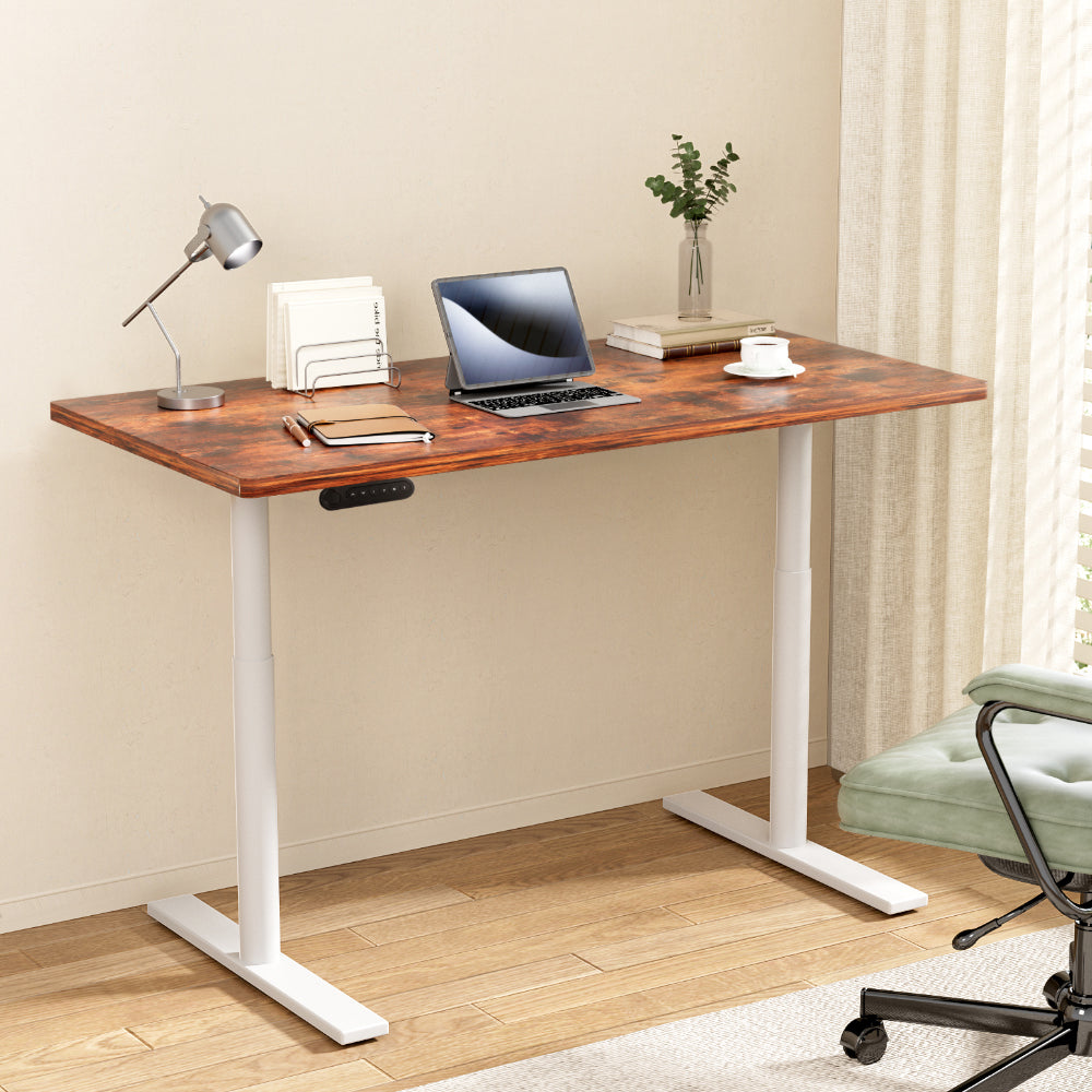 Artiss Standing Desk Motorised Electric Dual Motor 140CM Rustic Brown-Office Desks-PEROZ Accessories