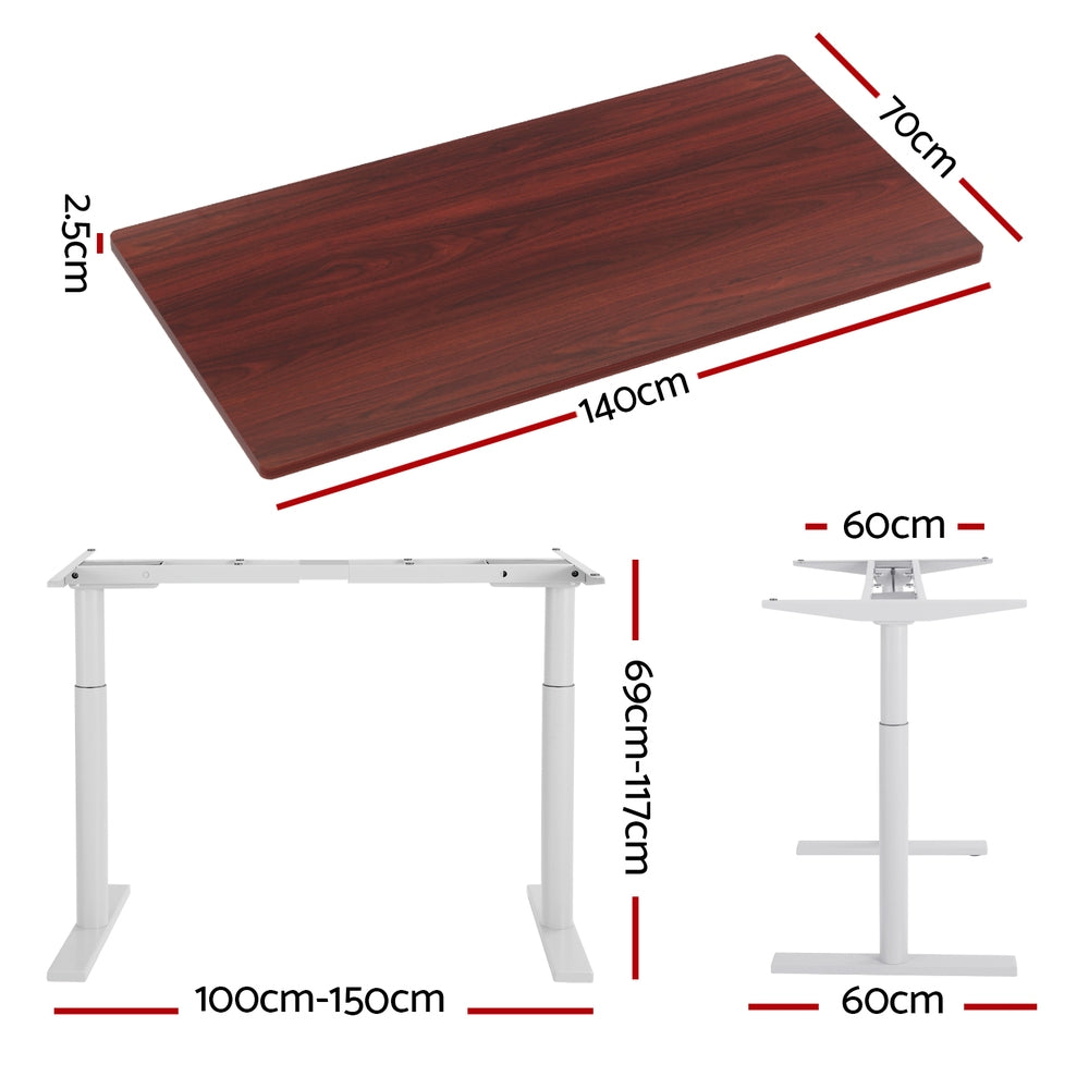 Artiss Standing Desk Motorised Electric Dual Motor 140CM Walnut-Office Desks-PEROZ Accessories