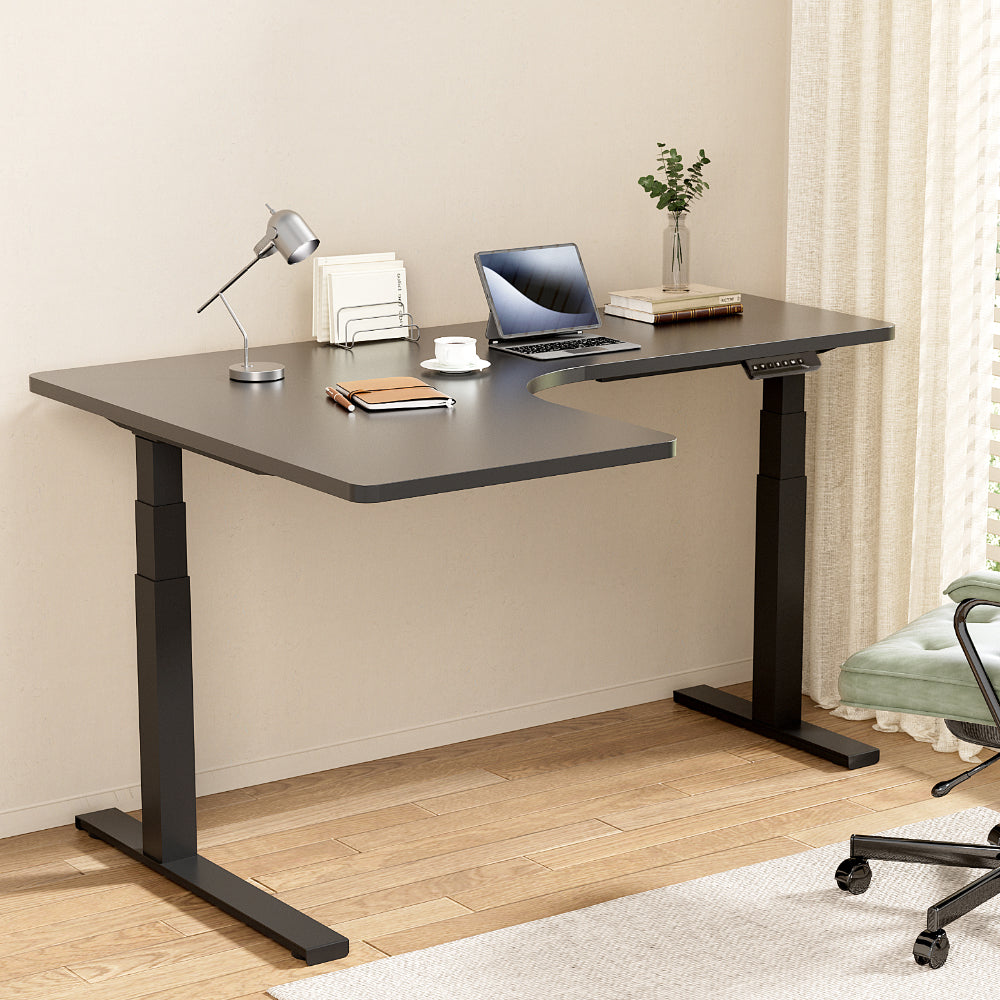 Artiss Standing Desks L-shape Motorised 160CM Black-Furniture &gt; Office-PEROZ Accessories