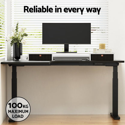 Artiss Standing Desks L-shape Motorised 160CM Black-Furniture &gt; Office-PEROZ Accessories