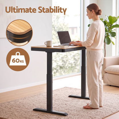 Artiss Motorised Standing Desk with Storage Drawer 120cm Wood Black-Furniture > Office > Desks-PEROZ Accessories