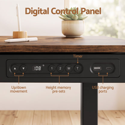 Artiss Motorised Standing Desk with Storage Drawer 120cm Rustic Brown-Furniture > Office > Desks-PEROZ Accessories