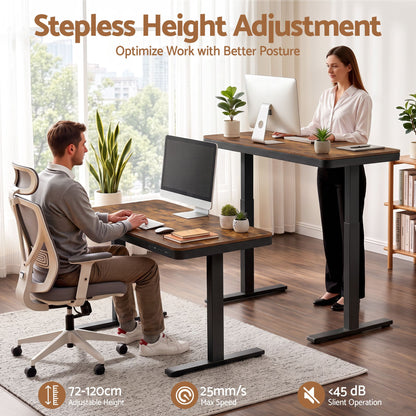 Artiss Motorised Standing Desk with Storage Drawer 120cm Rustic Brown-Furniture > Office > Desks-PEROZ Accessories