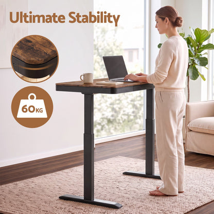 Artiss Motorised Standing Desk with Storage Drawer 120cm Rustic Brown-Furniture > Office > Desks-PEROZ Accessories