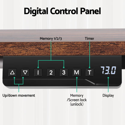 Artiss Electric Standing Desk Adjustable Motorised 120CM L Shaped Rustic Brown-Furniture &gt; Office &gt; Desks-PEROZ Accessories