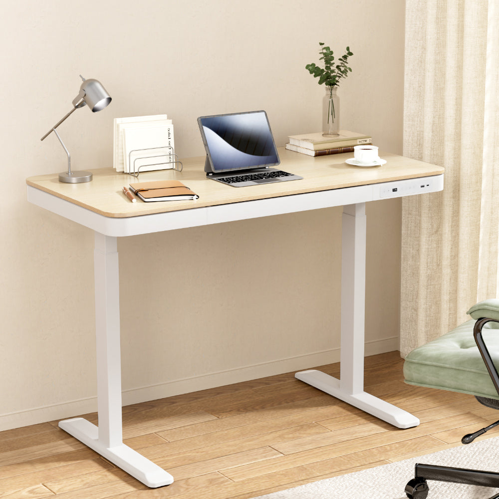Artiss Standing Desk Motorised Electric Dual Motor Draw 120CM Oak-Furniture &gt; Office-PEROZ Accessories