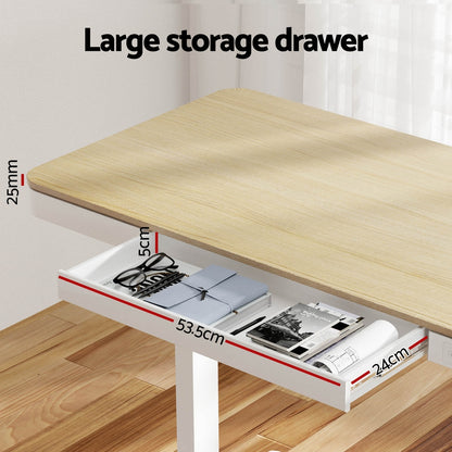 Artiss Standing Desk Motorised Electric Dual Motor Draw 120CM Oak-Furniture &gt; Office-PEROZ Accessories