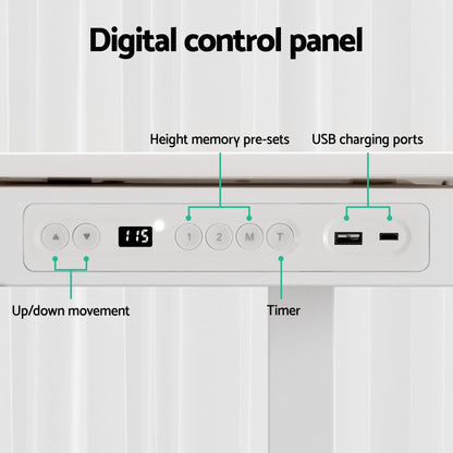 Artiss Standing Desk Motorised Electric Desks Drawer 120CM White-Furniture > Office > Desks-PEROZ Accessories