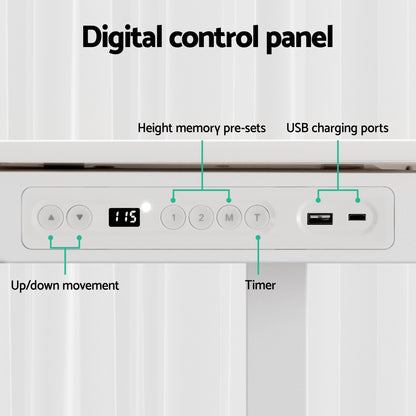 Artiss Standing Desk Motorised Electric Desks Drawer 120CM White-Furniture &gt; Office &gt; Desks-PEROZ Accessories