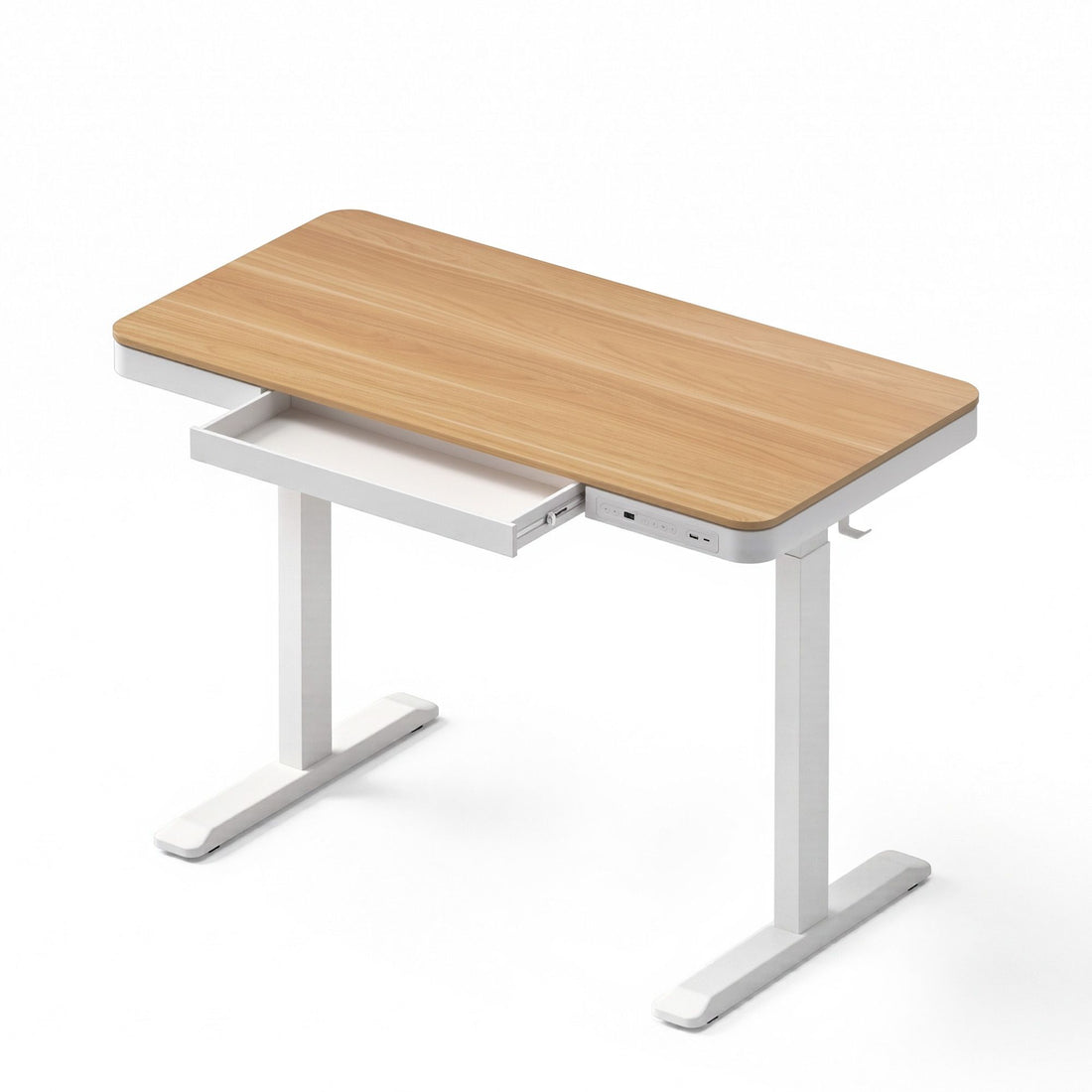 Artiss Motorised Standing Desk with Storage Drawer 120cm Wood White-Furniture > Office > Desks-PEROZ Accessories