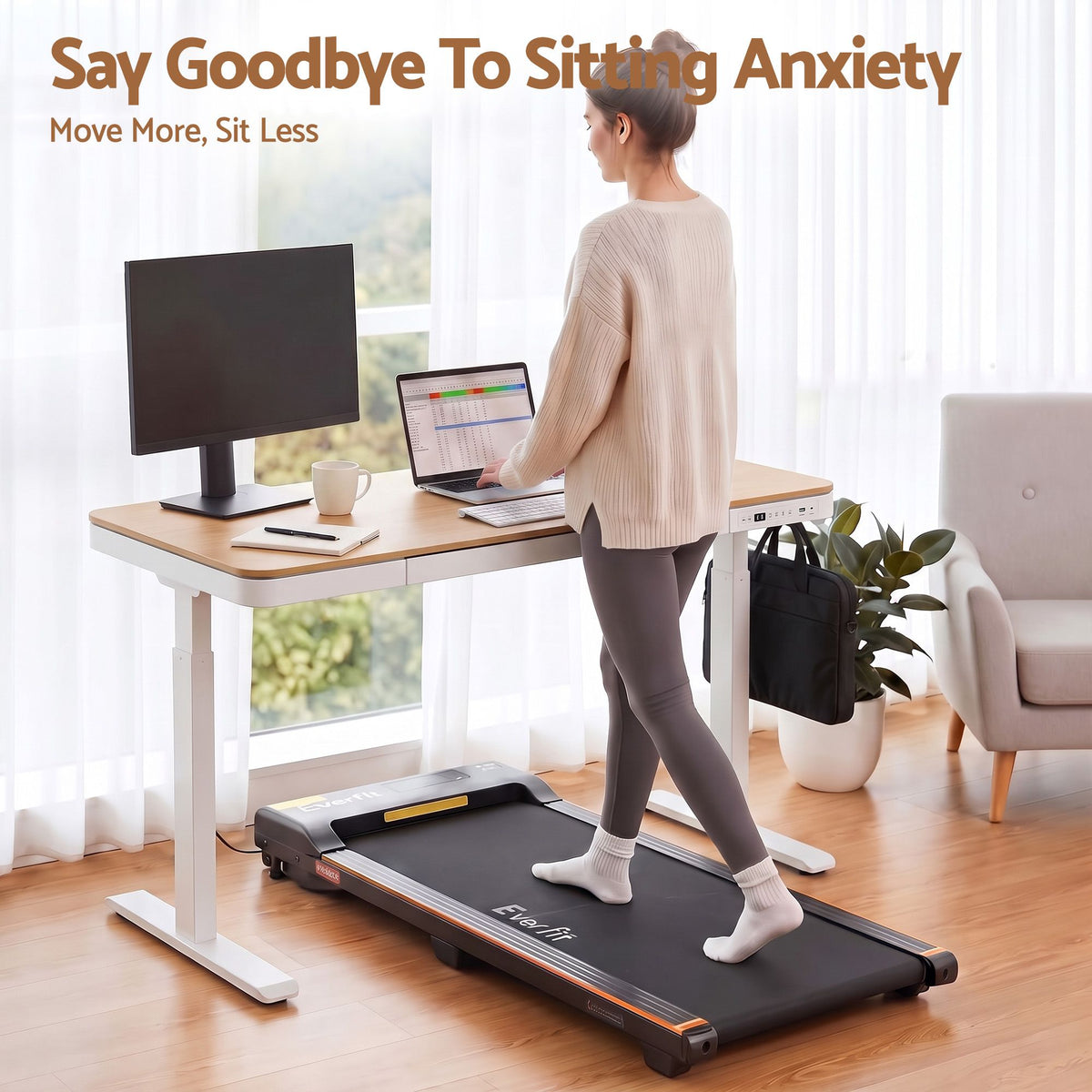 Artiss Motorised Standing Desk with Storage Drawer 120cm Wood White
