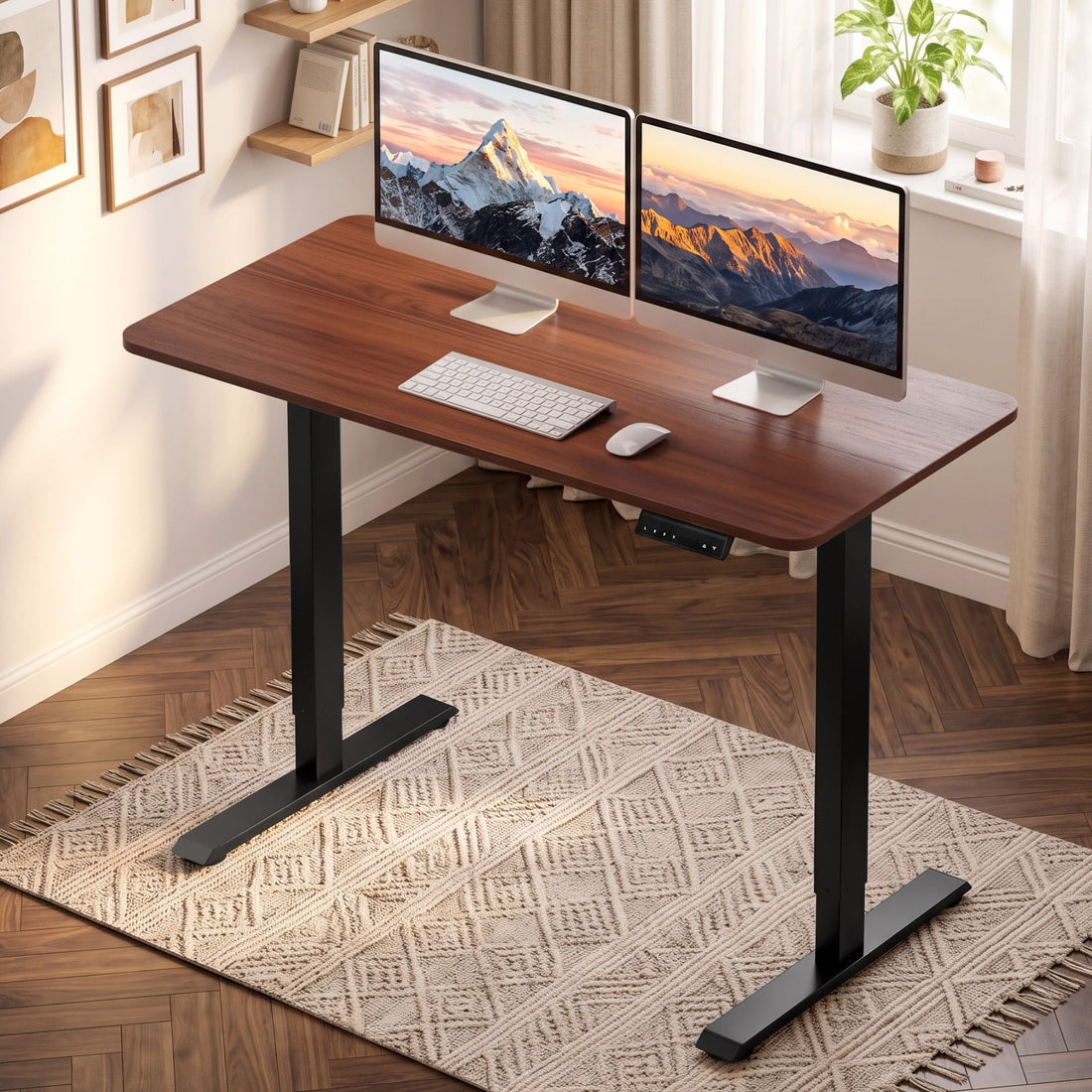 Artiss Electric Standing Desk Height Adjustable Table 120cm Walnut Black-Furniture > Office > Desks-PEROZ Accessories