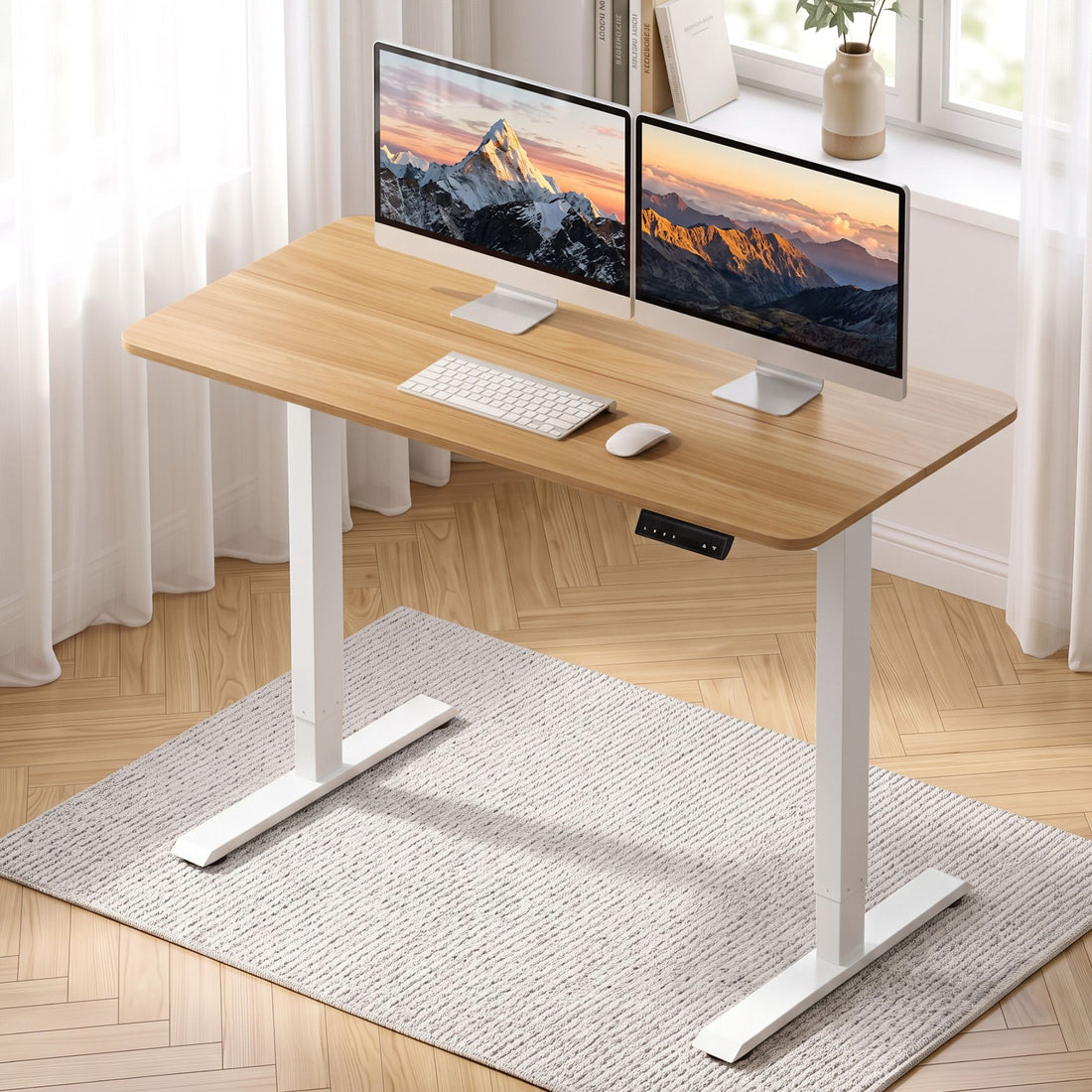 Artiss Electric Standing Desk Height Adjustable Table 120cm Natural White-Furniture > Office > Desks-PEROZ Accessories