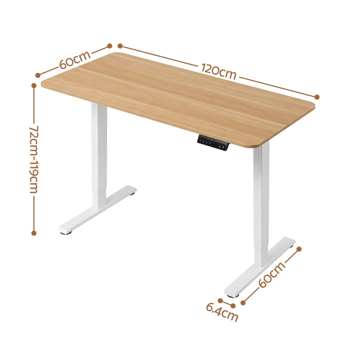 Artiss Electric Standing Desk Height Adjustable Table 120cm Natural White