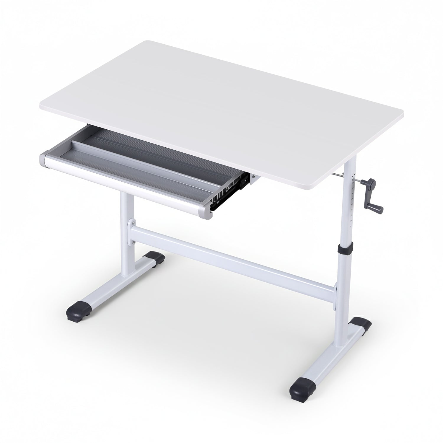 Artiss Manual Standing Desk Height Adjustable Workstation Computer Desks Study 100CM White-Furniture > Office > Desks-PEROZ Accessories