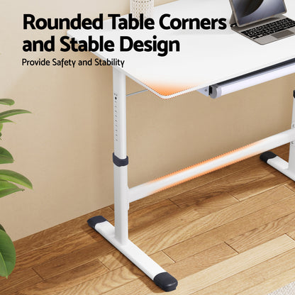 Artiss Manual Standing Desk Height Adjustable Workstation Computer Desks Study 100CM White-Furniture > Office > Desks-PEROZ Accessories