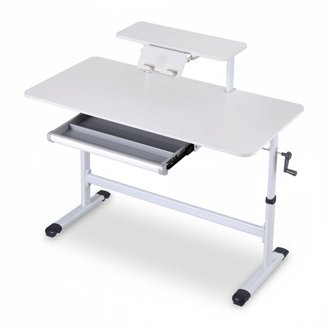 Artiss Manual Standing Desk Height Adjustable Workstation Computer Desks Study 120CM White-Furniture > Office > Desks-PEROZ Accessories