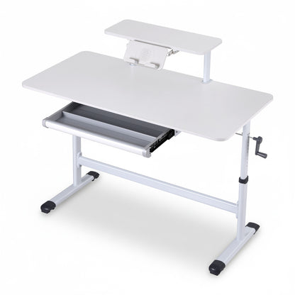Artiss Manual Standing Desk Height Adjustable Workstation Computer Desks Study 120CM White-Furniture > Office > Desks-PEROZ Accessories