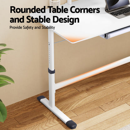 Artiss Manual Standing Desk Height Adjustable Workstation Computer Desks Study 120CM White-Furniture > Office > Desks-PEROZ Accessories
