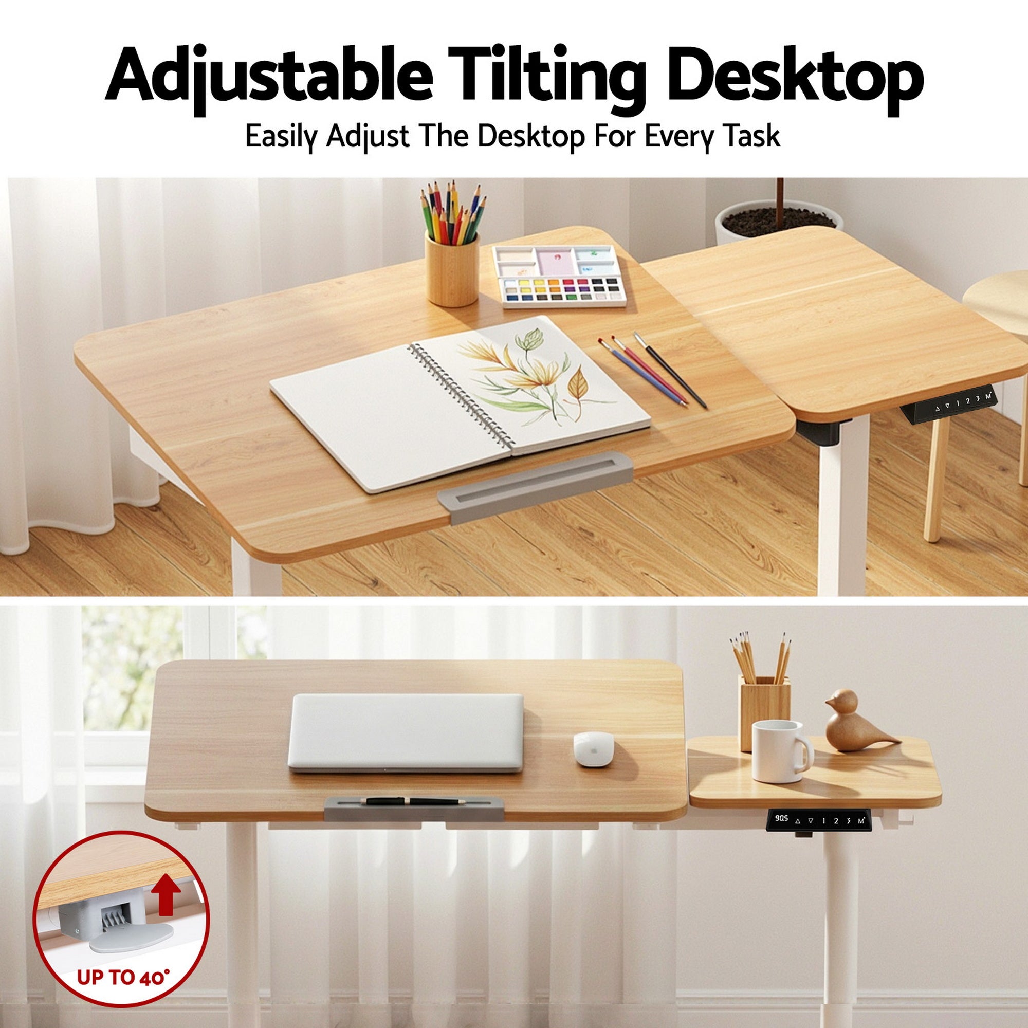 Artiss Electric Standing Desk Height Adjustable Sit Stand Desk Tilting Top-Furniture > Office > Desks-PEROZ Accessories