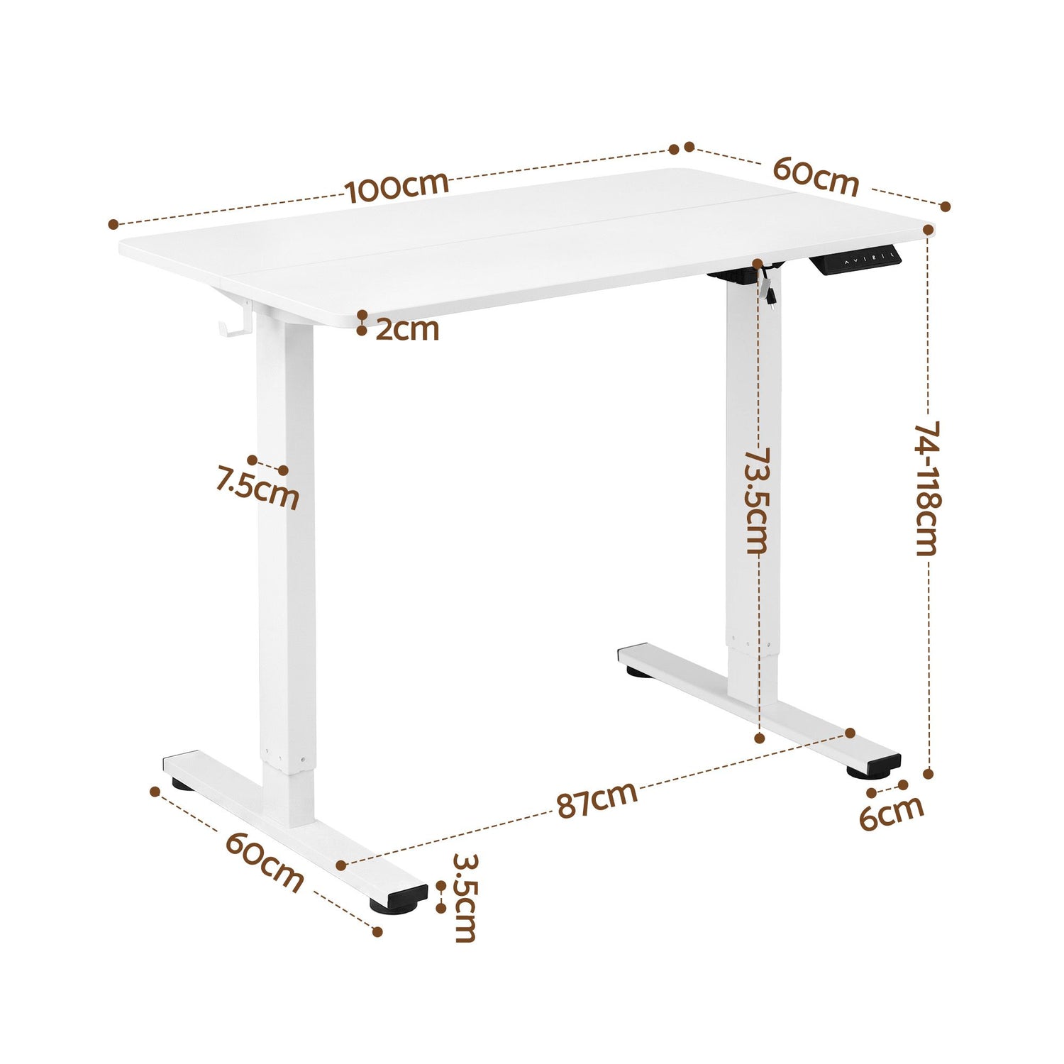 Artiss Standing Desk Electric Adjustable Ergonomic Office Table 100cm White