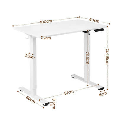 Artiss Standing Desk Electric Adjustable Ergonomic Office Table 100cm White