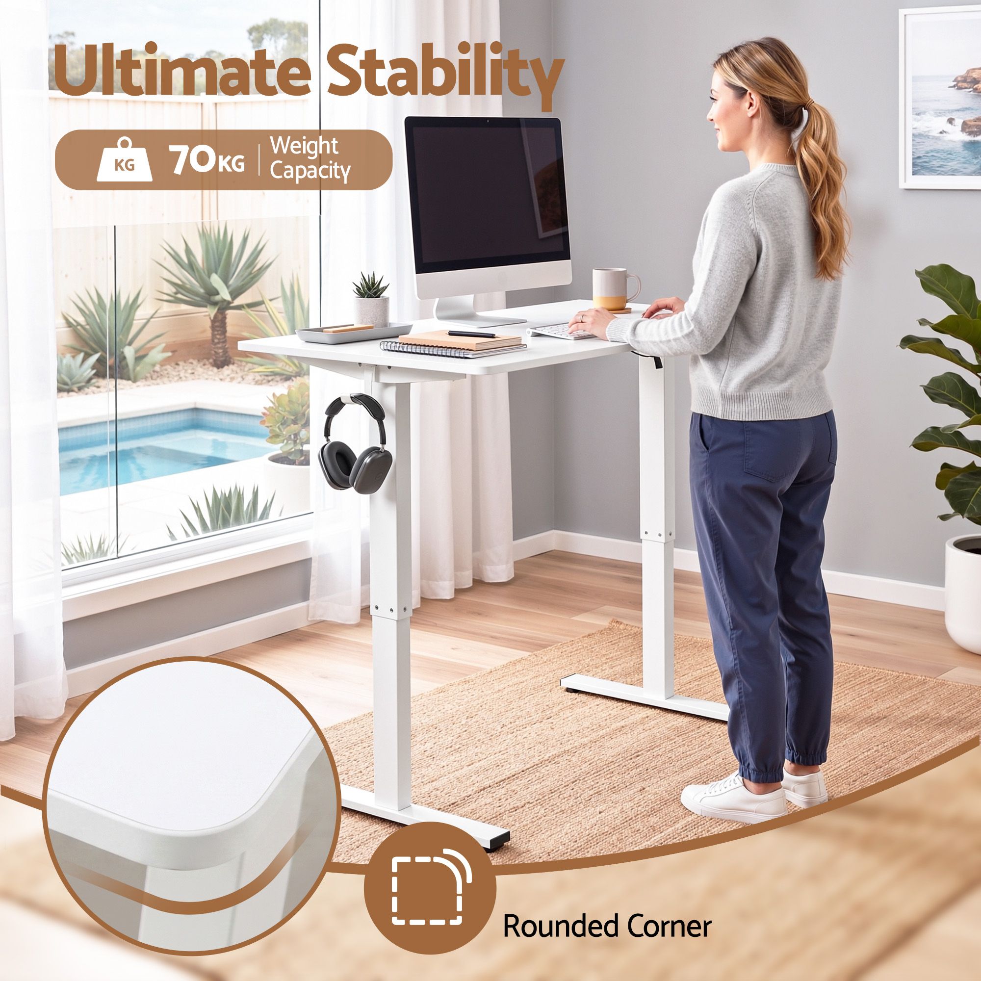 Artiss Standing Desk Electric Adjustable Ergonomic Office Table 100cm White