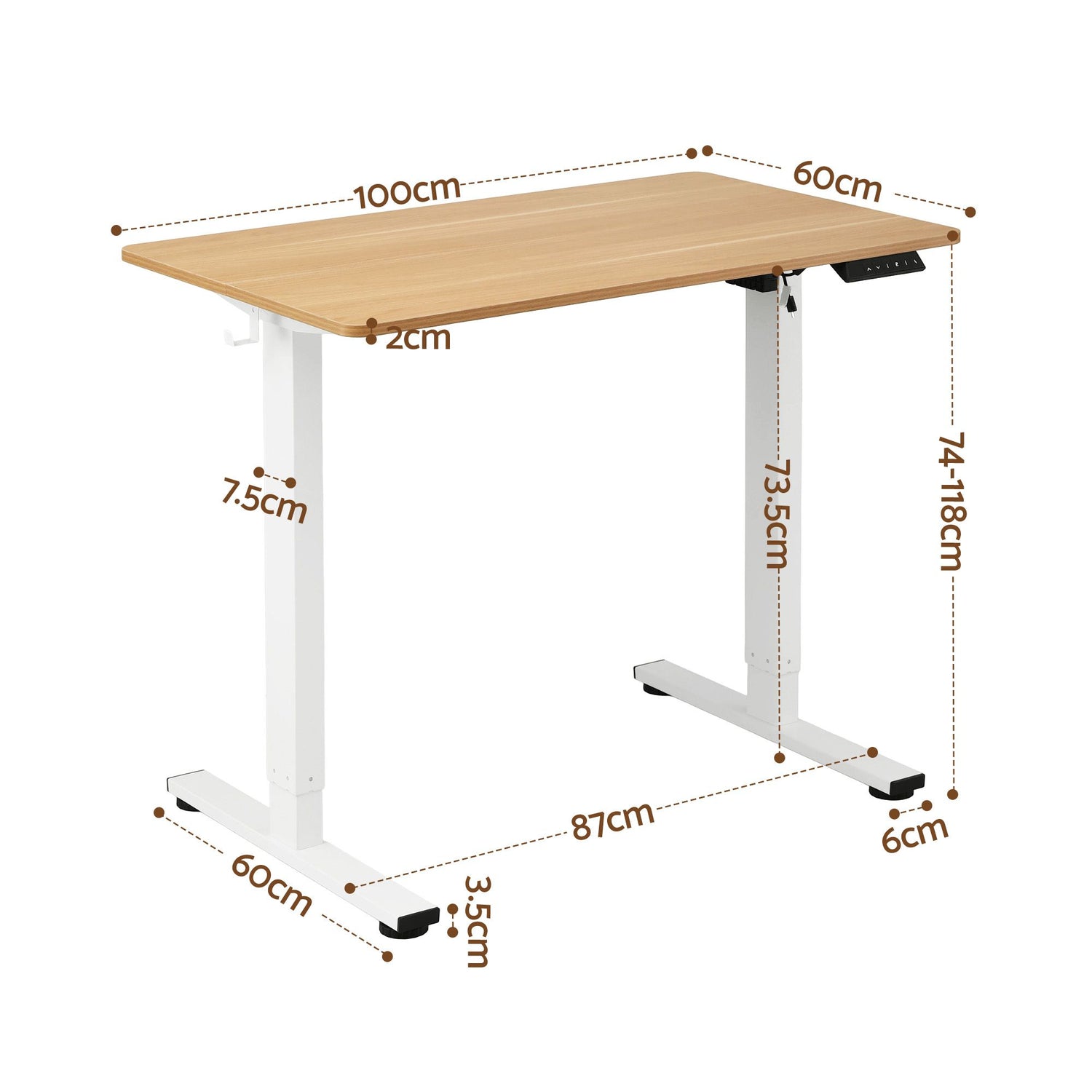 Artiss Standing Desk Electric Adjustable Ergonomic Office Table 100cm Oak