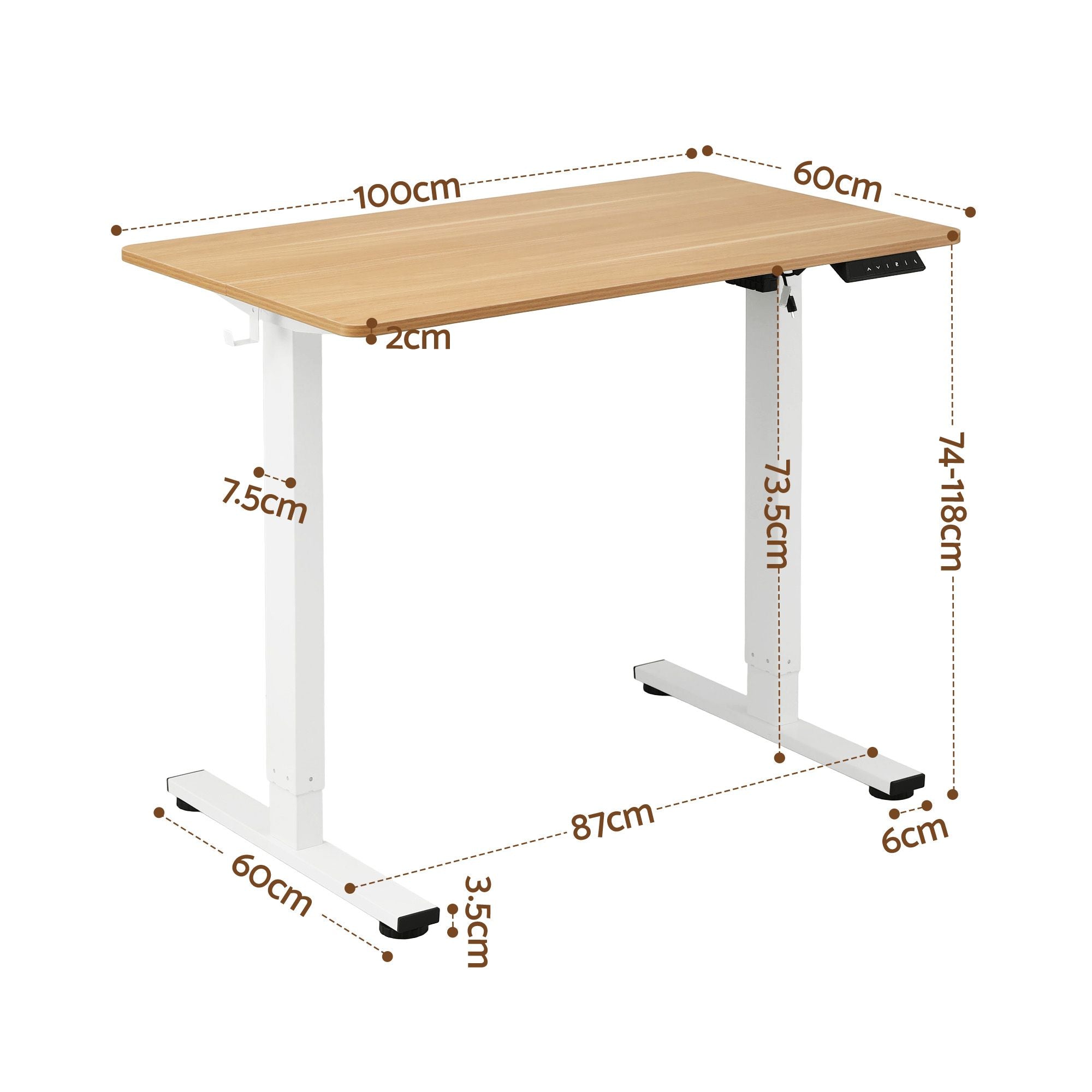 Artiss Standing Desk Electric Adjustable Ergonomic Office Table 100cm Oak