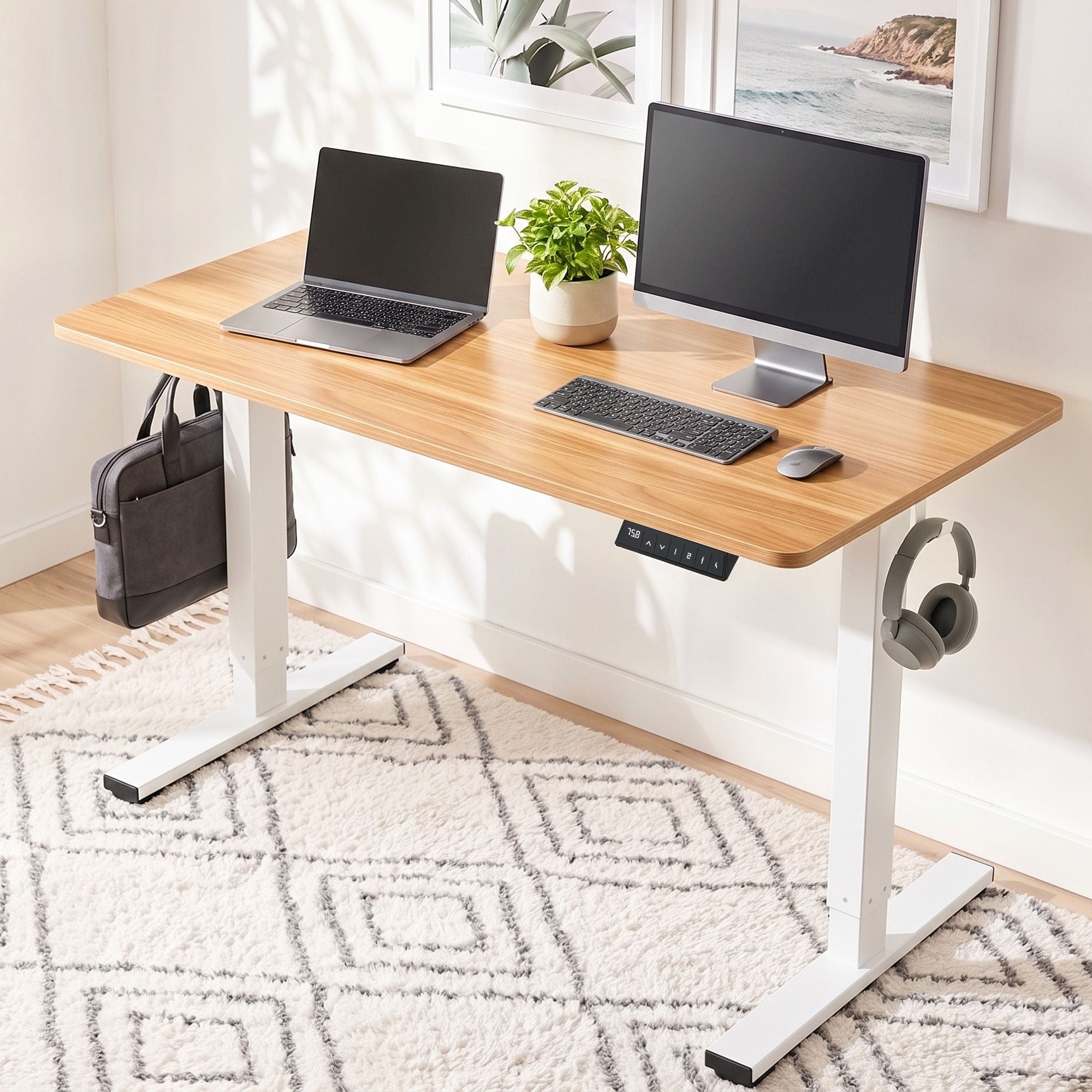 Artiss Standing Desk Electric Adjustable Ergonomic Office Table 100cm Oak