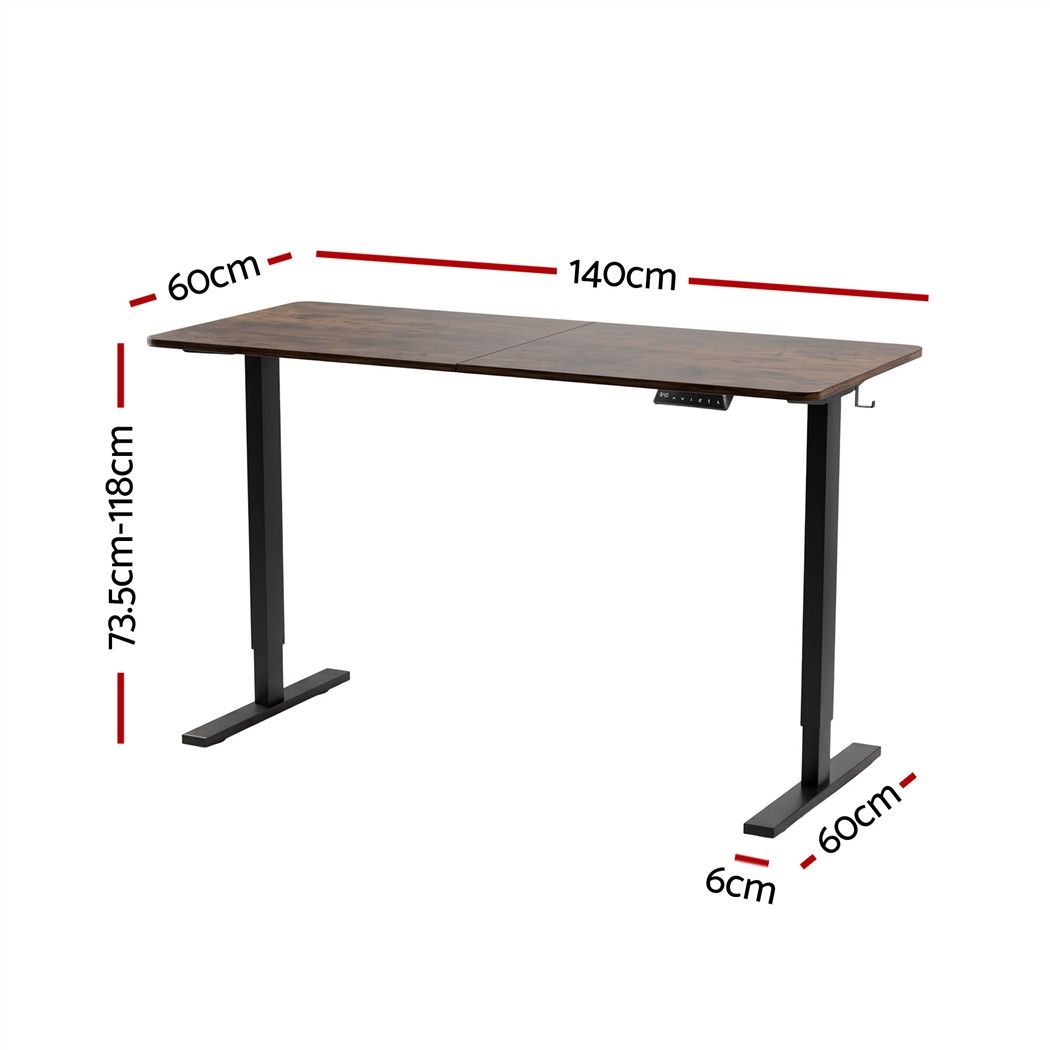 Artiss Standing Desk Height Adjustable 140cm Ergonomic Office Desk Brown-Furniture > Office > Desks-PEROZ Accessories
