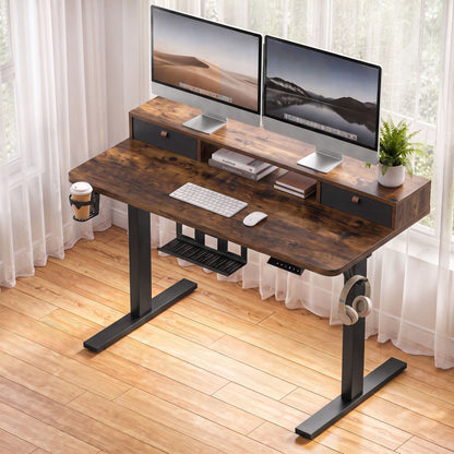 Artiss Electric Standing Desk Height Adjustable Home Office 120cm Rustic Brown