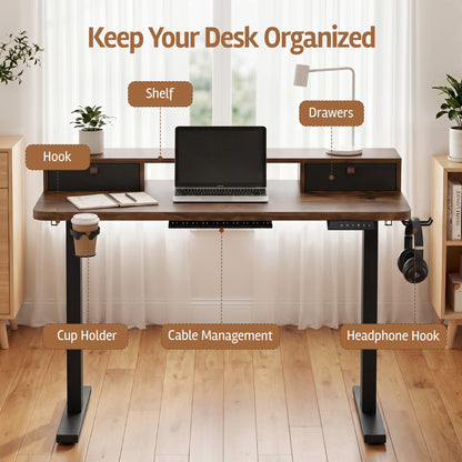 Artiss Electric Standing Desk Height Adjustable Home Office 120cm Rustic Brown