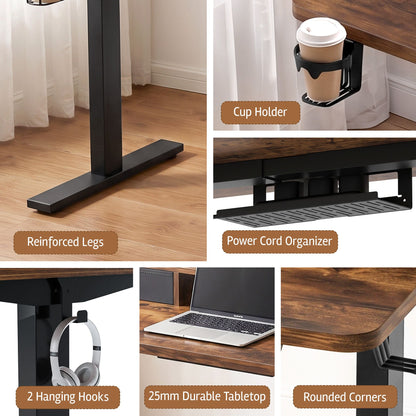 Artiss Electric Standing Desk Height Adjustable Home Office 120cm Rustic Brown