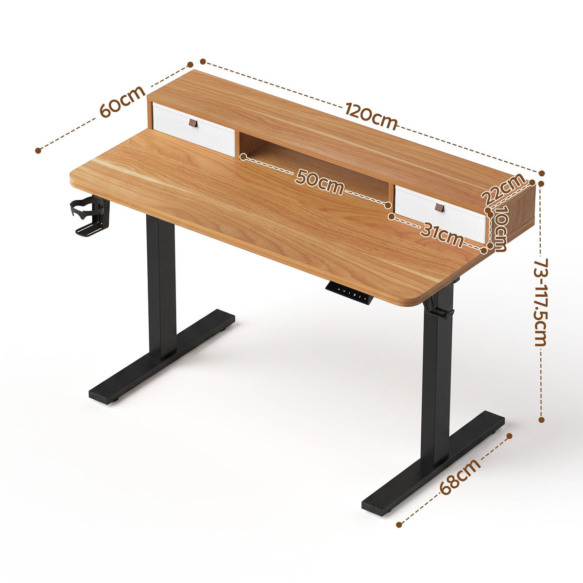 Artiss Electric Standing Desk Height Adjustable Home Office 120cm Oak