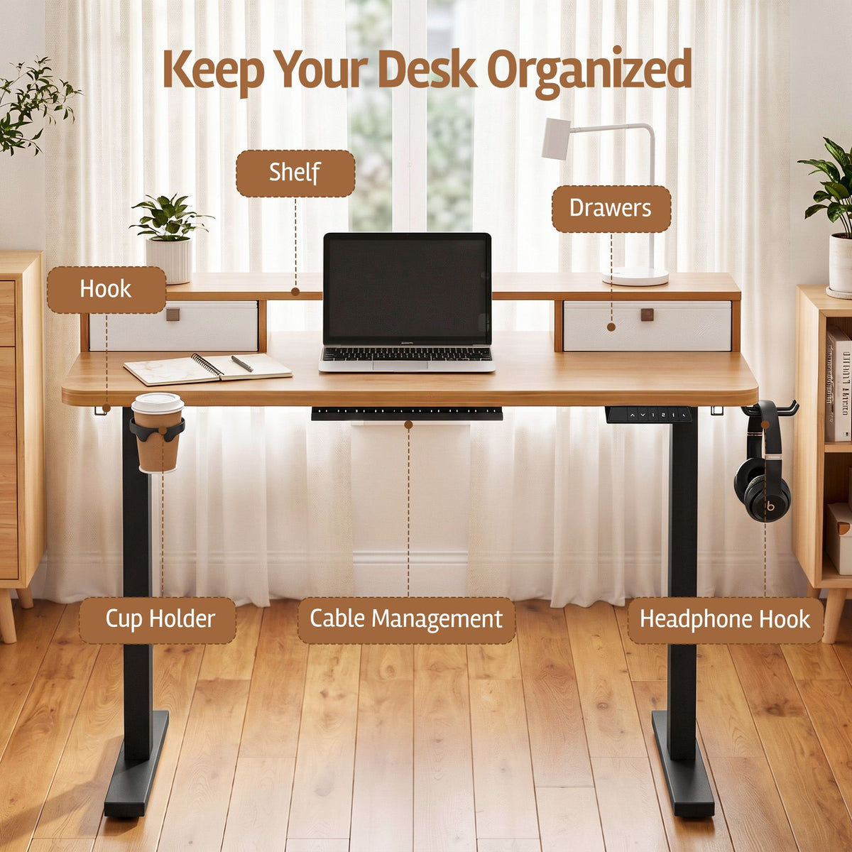Artiss Electric Standing Desk Height Adjustable Home Office 120cm Oak