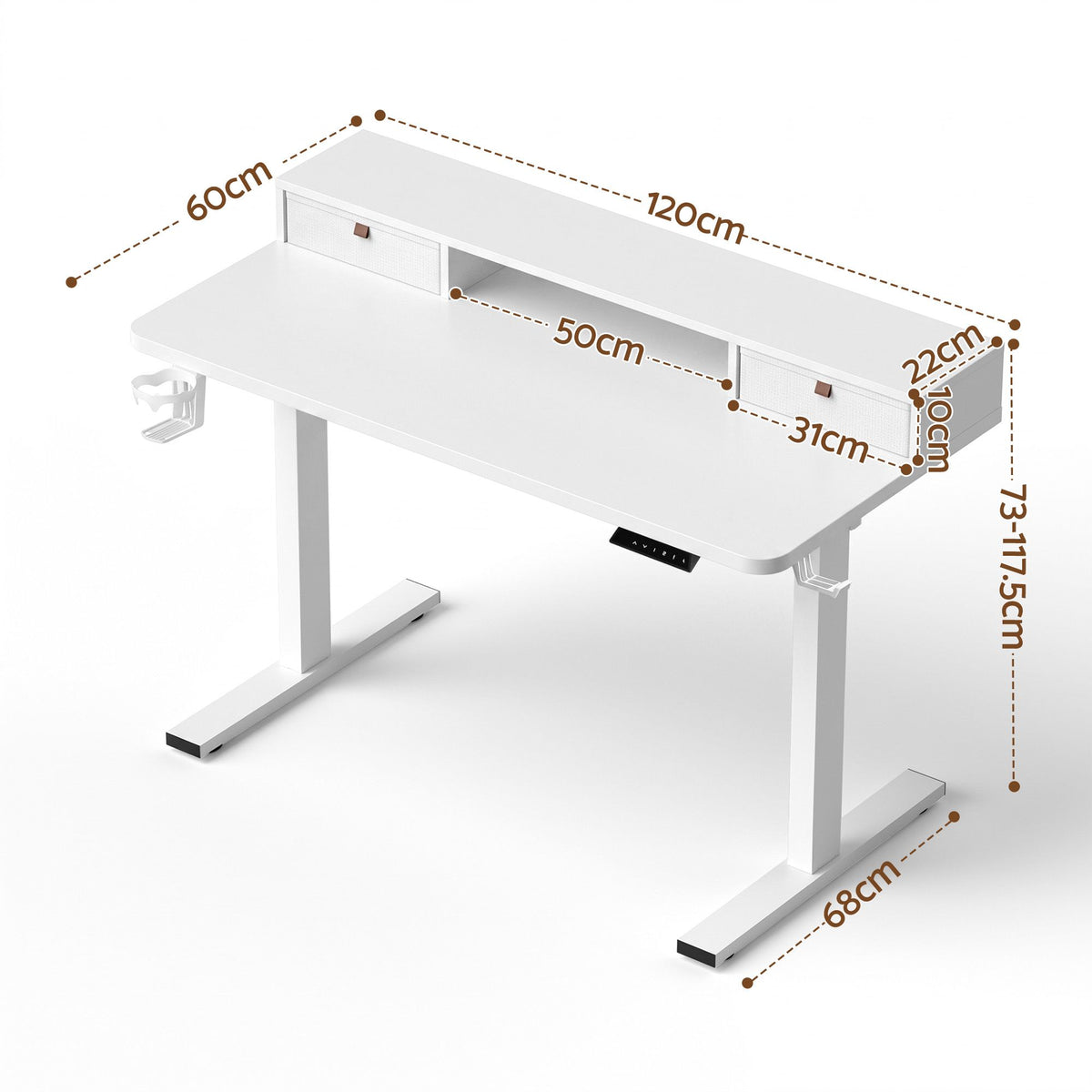 Artiss Electric Standing Desk Height Adjustable Home Office 120cm White
