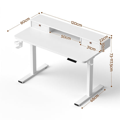 Artiss Electric Standing Desk Height Adjustable Home Office 120cm White