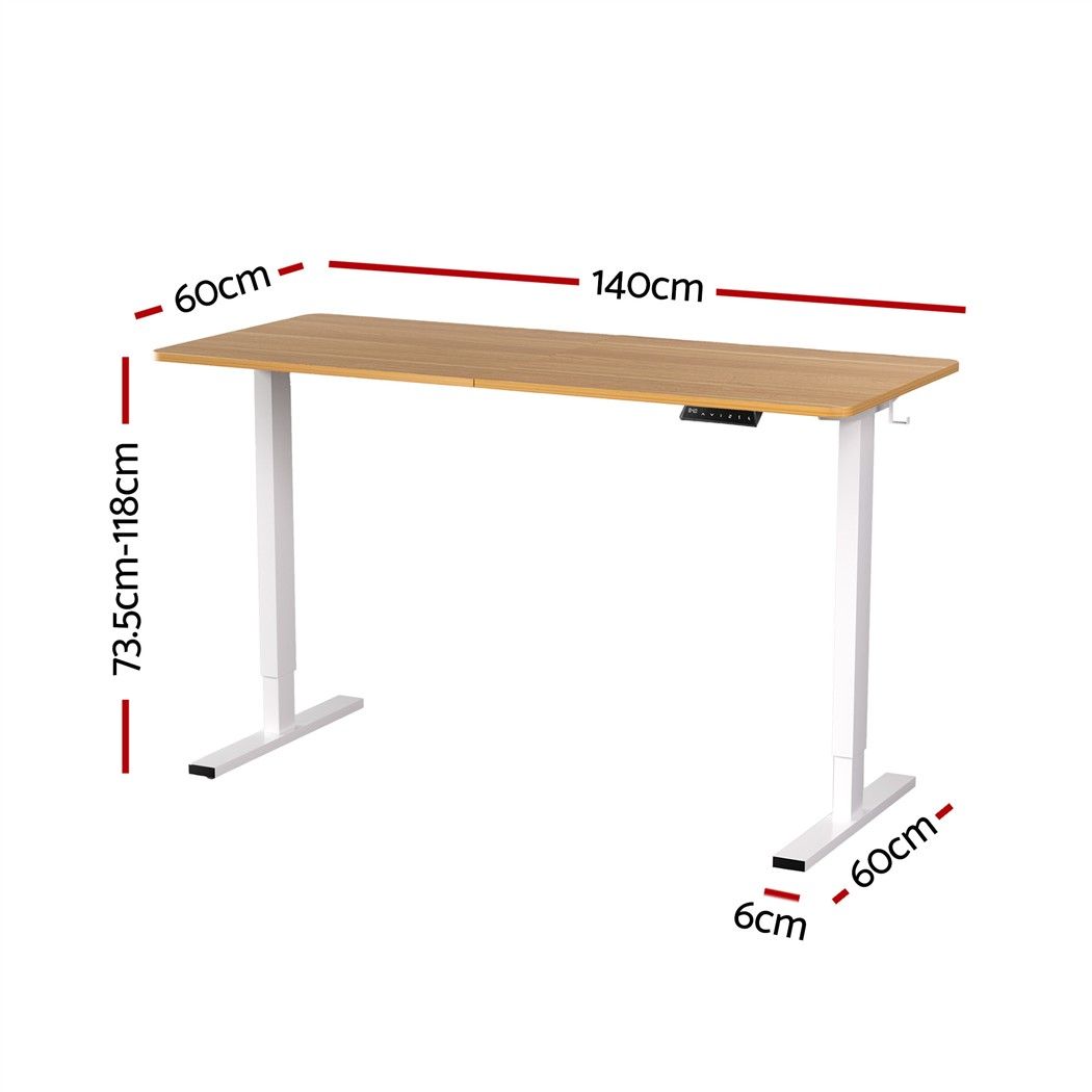 Artiss Standing Desk Height Adjustable 140cm Ergonomic Office Desk Oak-Furniture > Office > Desks-PEROZ Accessories