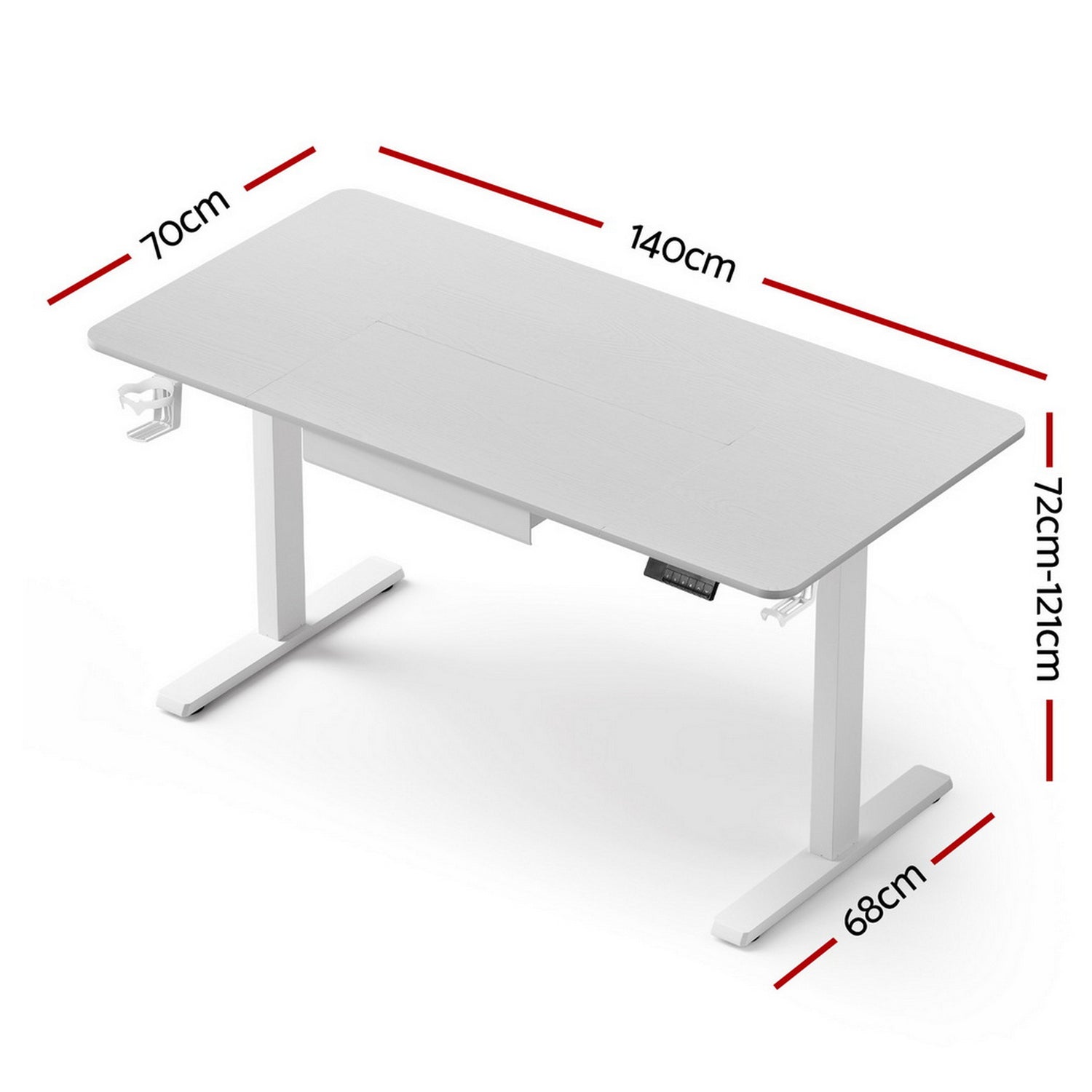 Artiss Electric Standing Desk 140cm Adjustable Height Motorised Home Office Desk Drawer-Furniture > Office > Desks-PEROZ Accessories