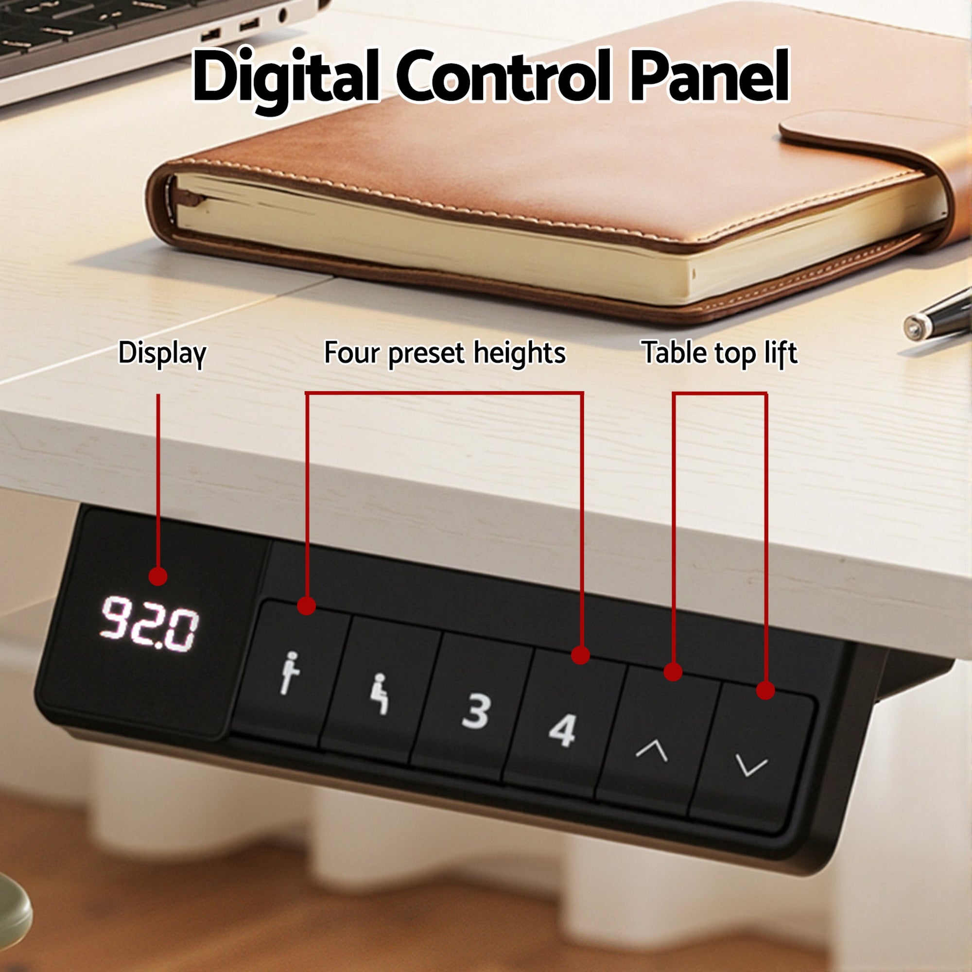 Artiss Electric Standing Desk 140cm Adjustable Height Motorised Home Office Desk Drawer-Furniture > Office > Desks-PEROZ Accessories