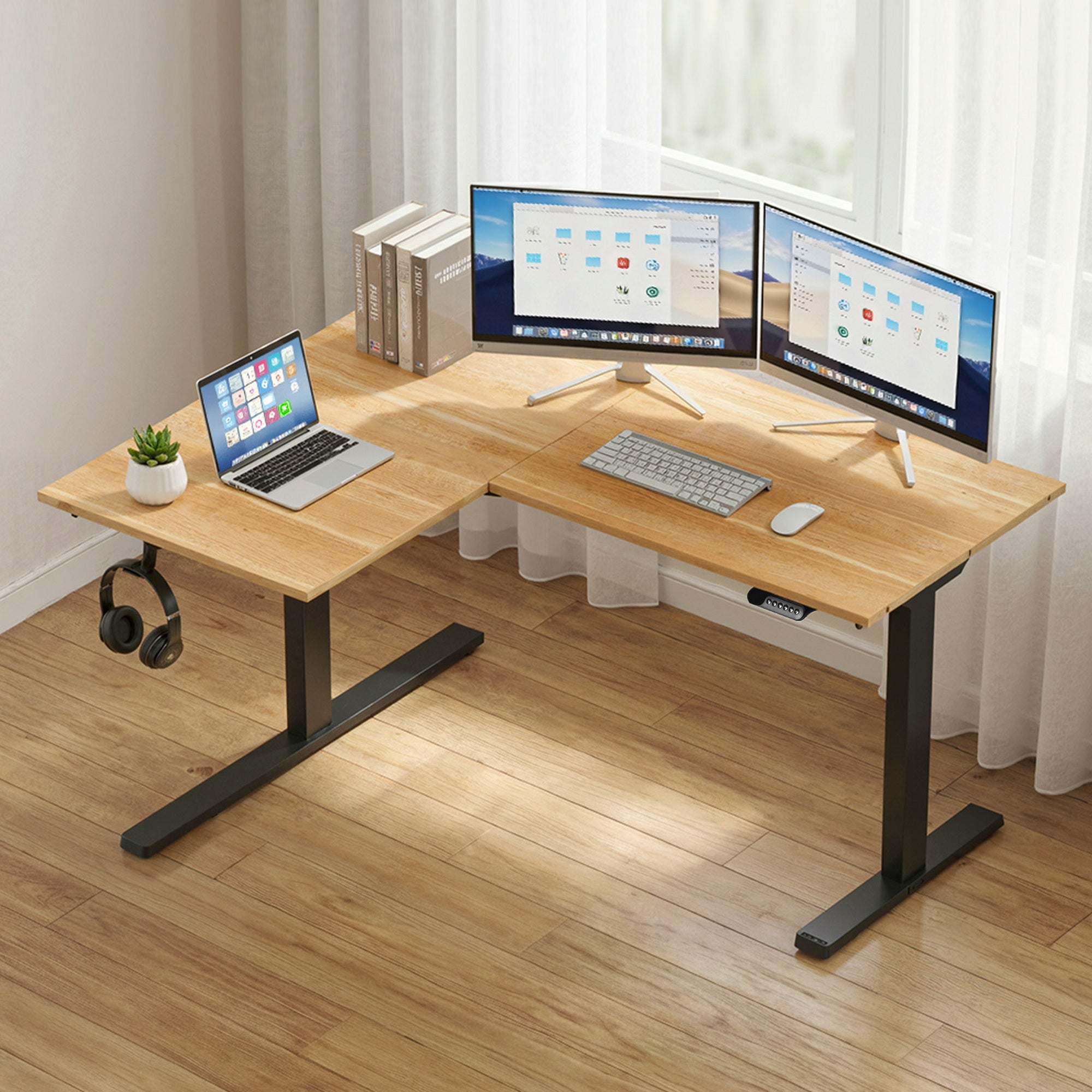 Artiss L-Shape Electric Standing Desk Sit Stand Up Height Adjustable Motorised-Furniture > Office > Desks-PEROZ Accessories